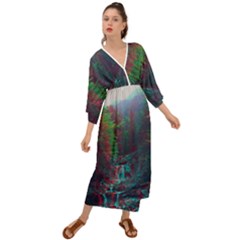 Foroest Nature Trippy Grecian Style  Maxi Dress by Bedest