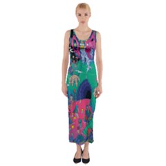 Planet Psychedelic Art Psicodelia Fitted Maxi Dress by Bedest