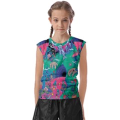 Planet Psychedelic Art Psicodelia Kids  Raglan Cap Sleeve T-shirt by Bedest