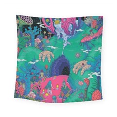 Planet Psychedelic Art Psicodelia Square Tapestry (small)