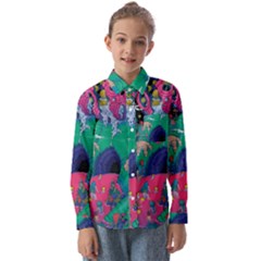 Planet Psychedelic Art Psicodelia Kids  Long Sleeve Shirt by Bedest