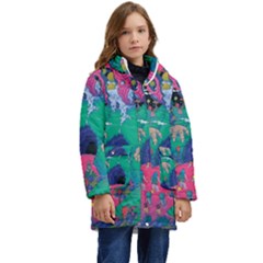 Planet Psychedelic Art Psicodelia Kids  Hooded Longline Puffer Jacket by Bedest