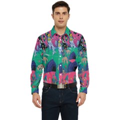 Planet Psychedelic Art Psicodelia Men s Long Sleeve Pocket Shirt  by Bedest