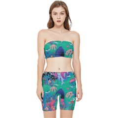 Planet Psychedelic Art Psicodelia Stretch Shorts And Tube Top Set by Bedest