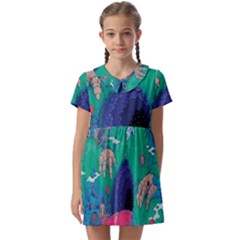 Planet Psychedelic Art Psicodelia Kids  Asymmetric Collar Dress by Bedest