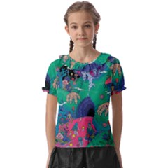 Planet Psychedelic Art Psicodelia Kids  Frill Chiffon Blouse by Bedest