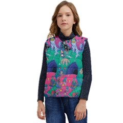 Planet Psychedelic Art Psicodelia Kid s Button Up Puffer Vest	 by Bedest