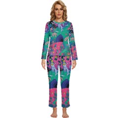 Planet Psychedelic Art Psicodelia Womens  Long Sleeve Lightweight Pajamas Set by Bedest