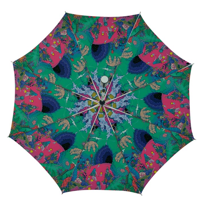 Planet Psychedelic Art Psicodelia Automatic Folding Umbrella with Case (Medium)