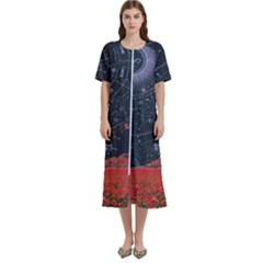 Astrology Surreal Surrealism Trippy Visual Art Women s Cotton Short Sleeve Nightgown by Bedest