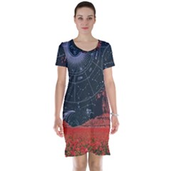 Astrology Surreal Surrealism Trippy Visual Art Short Sleeve Nightdress by Bedest