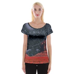 Astrology Surreal Surrealism Trippy Visual Art Cap Sleeve Top by Bedest