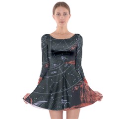 Astrology Surreal Surrealism Trippy Visual Art Long Sleeve Skater Dress by Bedest