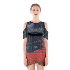 Astrology Surreal Surrealism Trippy Visual Art Shoulder Cutout One Piece Dress by Bedest