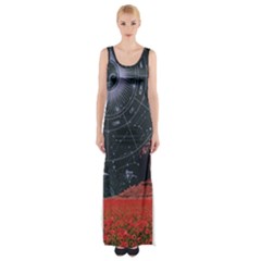 Astrology Surreal Surrealism Trippy Visual Art Thigh Split Maxi Dress by Bedest