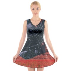 Astrology Surreal Surrealism Trippy Visual Art V-neck Sleeveless Dress by Bedest