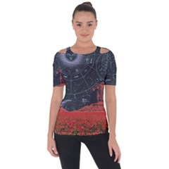 Astrology Surreal Surrealism Trippy Visual Art Shoulder Cut Out Short Sleeve Top by Bedest