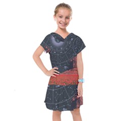 Astrology Surreal Surrealism Trippy Visual Art Kids  Drop Waist Dress by Bedest