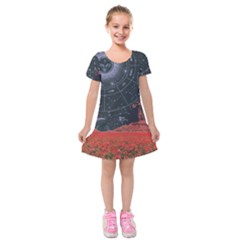 Astrology Surreal Surrealism Trippy Visual Art Kids  Short Sleeve Velvet Dress by Bedest