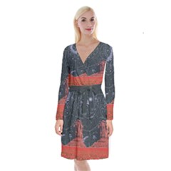 Astrology Surreal Surrealism Trippy Visual Art Long Sleeve Velvet Front Wrap Dress by Bedest