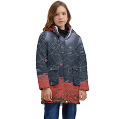 Astrology Surreal Surrealism Trippy Visual Art Kids  Hooded Longline Puffer Jacket by Bedest