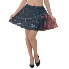 Astrology Surreal Surrealism Trippy Visual Art Velvet Skater Skirt