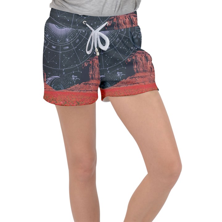 Astrology Surreal Surrealism Trippy Visual Art Women s Velour Lounge Shorts