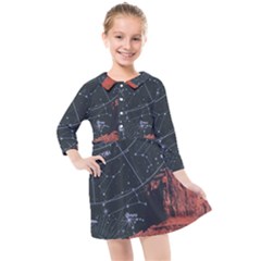 Astrology Surreal Surrealism Trippy Visual Art Kids  Quarter Sleeve Shirt Dress by Bedest