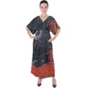 Astrology Surreal Surrealism Trippy Visual Art V-Neck Boho Style Maxi Dress View1