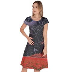 Astrology Surreal Surrealism Trippy Visual Art Classic Short Sleeve Dress by Bedest