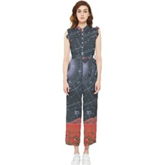 Astrology Surreal Surrealism Trippy Visual Art Women s Frill Top Chiffon Jumpsuit by Bedest