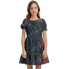 Astrology Surreal Surrealism Trippy Visual Art Kids  Puff Sleeved Dress by Bedest