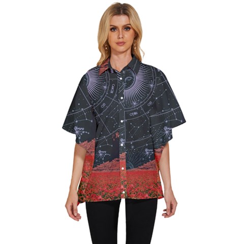 Astrology Surreal Surrealism Trippy Visual Art Women s Batwing Button Up Shirt by Bedest