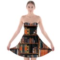 Assorted Title Of Books Piled In The Shelves Assorted Book Lot Inside The Wooden Shelf Strapless Bra Top Dress View1