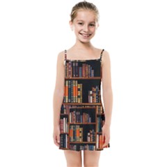 Assorted Title Of Books Piled In The Shelves Assorted Book Lot Inside The Wooden Shelf Kids  Summer Sun Dress by Bedest