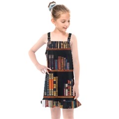 Assorted Title Of Books Piled In The Shelves Assorted Book Lot Inside The Wooden Shelf Kids  Overall Dress by Bedest