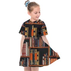 Assorted Title Of Books Piled In The Shelves Assorted Book Lot Inside The Wooden Shelf Kids  Sailor Dress by Bedest