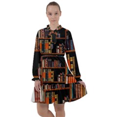 Assorted Title Of Books Piled In The Shelves Assorted Book Lot Inside The Wooden Shelf All Frills Dress by Bedest