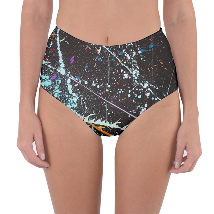 Abstract Colorful Texture Reversible High-Waist Bikini Bottoms