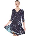 Abstract Colorful Texture Quarter Sleeve Front Wrap Dress View1