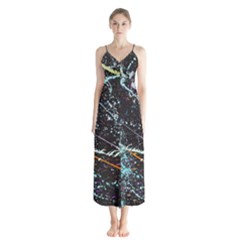 Abstract Colorful Texture Button Up Chiffon Maxi Dress