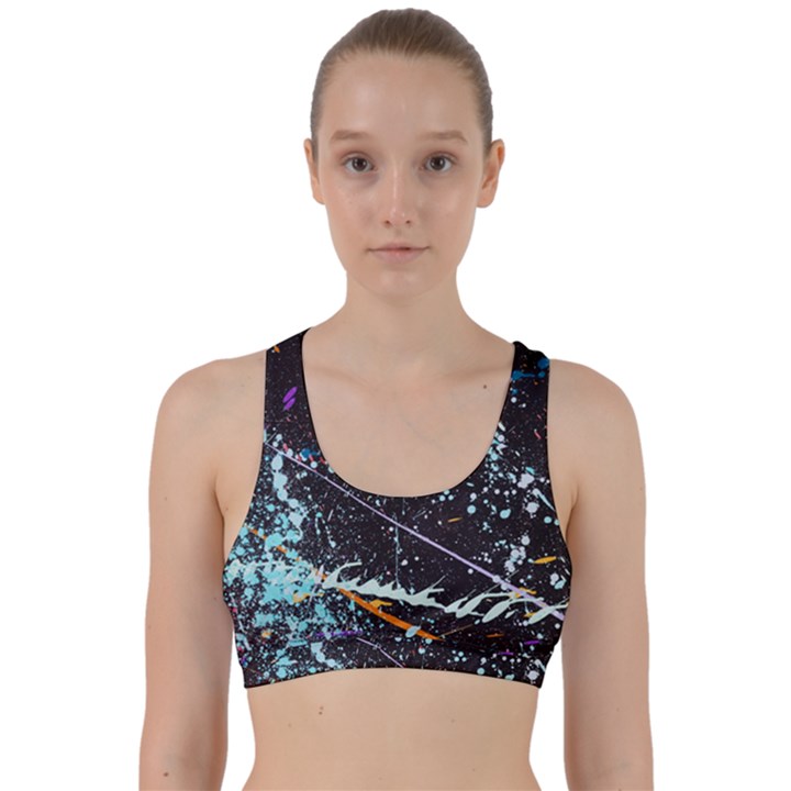 Abstract Colorful Texture Back Weave Sports Bra