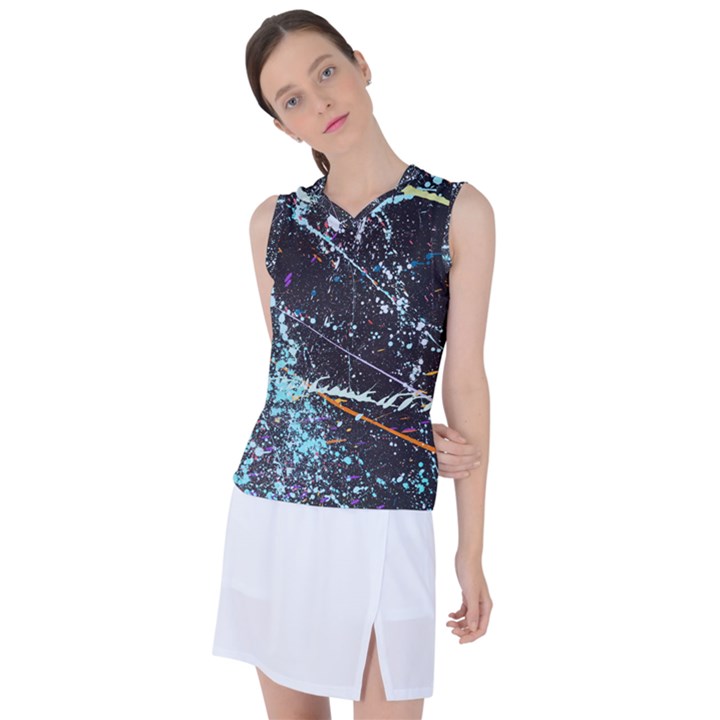 Abstract Colorful Texture Women s Sleeveless Sports Top