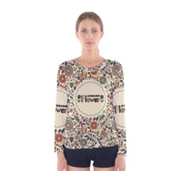 Seamless Pattern With Flower Birds Women s Long Sleeve T-shirt