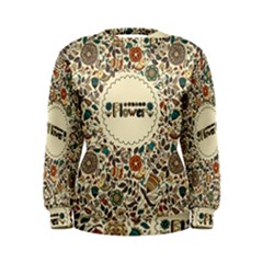 Seamless Pattern With Flower Birds Women s Sweatshirt