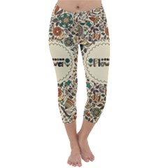 Seamless Pattern With Flower Birds Capri Winter Leggings 