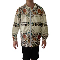 Seamless Pattern With Flower Birds Kids  Hooded Windbreaker