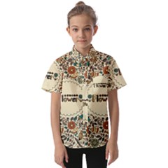 Seamless Pattern With Flower Birds Kids  Short Sleeve Shirt by Bedest