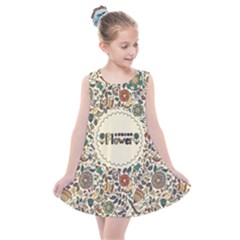 Seamless Pattern With Flower Birds Kids  Summer Dress