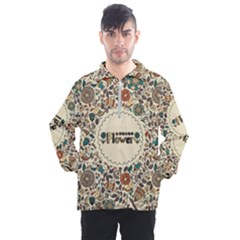 Seamless Pattern With Flower Birds Men s Half Zip Pullover